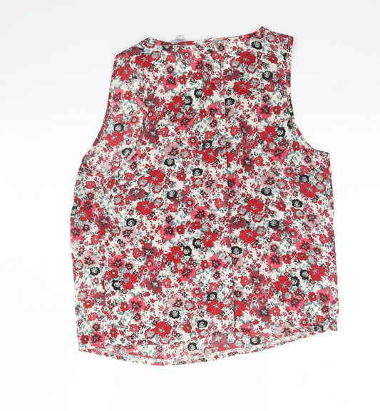 New Look Womens Red Floral Basic Tank Size 10
