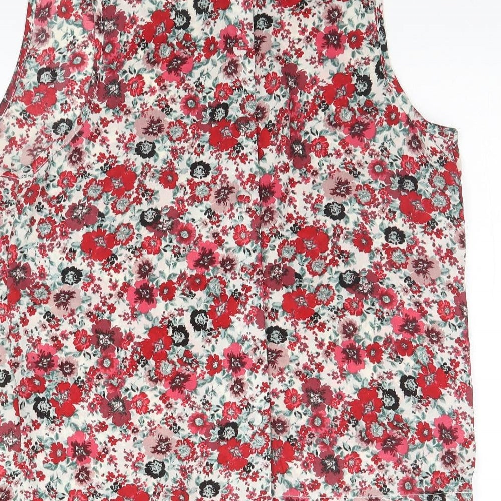 New Look Womens Red Floral Basic Tank Size 10
