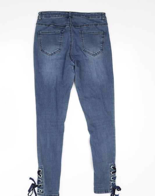 365 Denim Womens Blue Denim Skinny Jeans Size 10 L30 in - Tie Detail