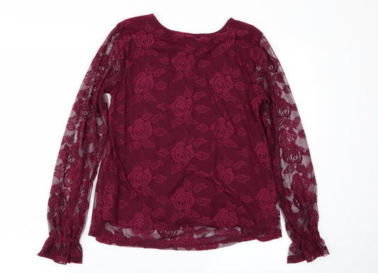 Peacocks Womens Purple Floral Basic Blouse Size 8