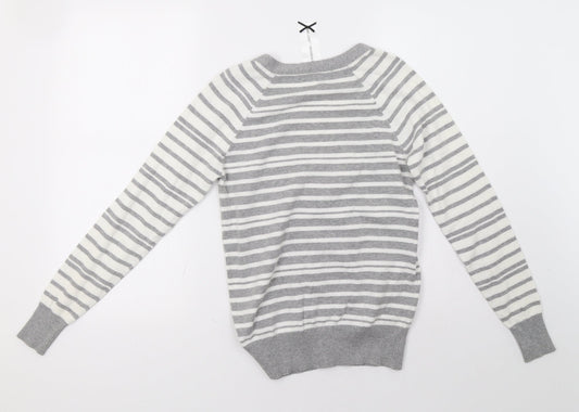 evie Womens Grey Striped Cardigan Jumper Size 8