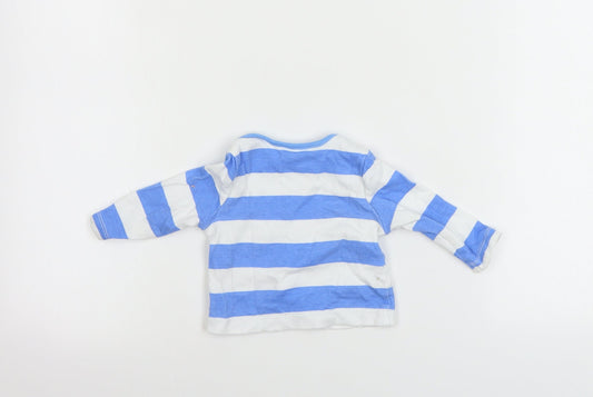 M&Co Boys White Striped Basic T-Shirt Size 3-6 Months