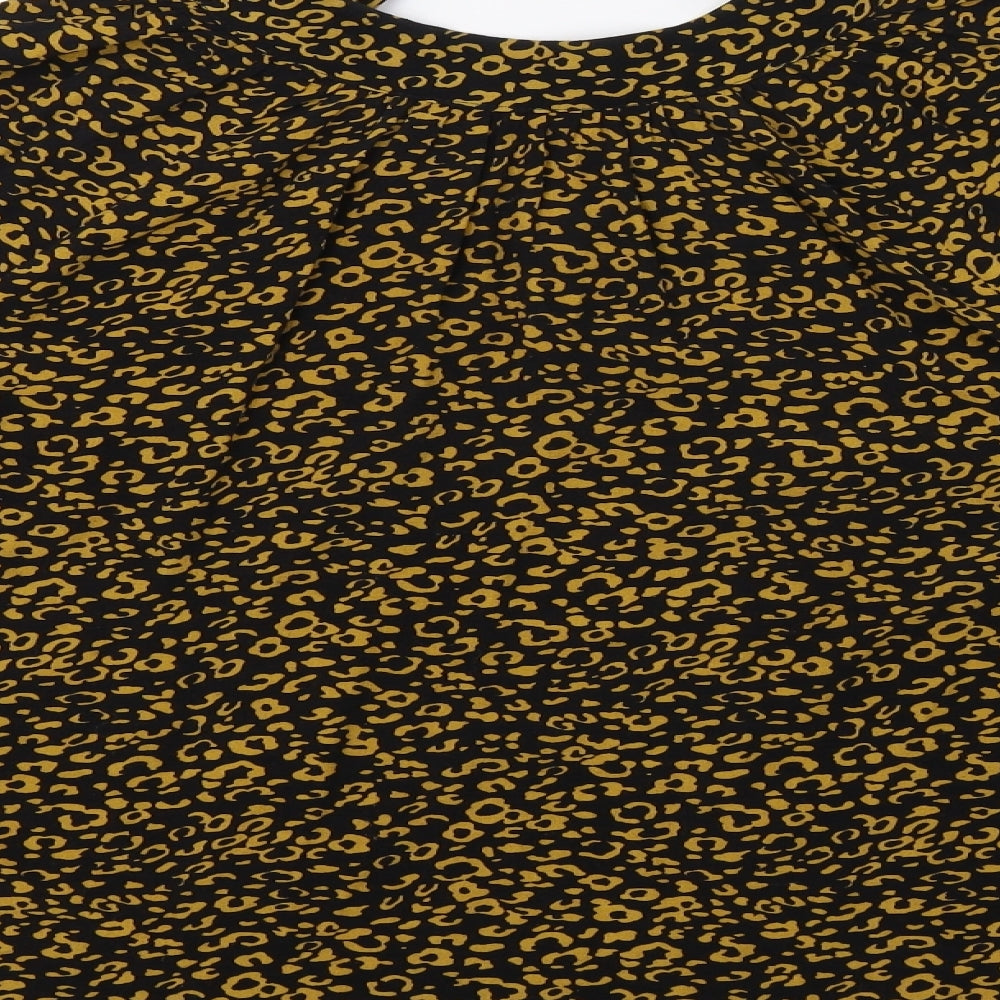 M&S Womens Black Animal Print Basic Blouse Size 6