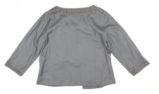 Mariko Womens Grey Floral Jacket Size S