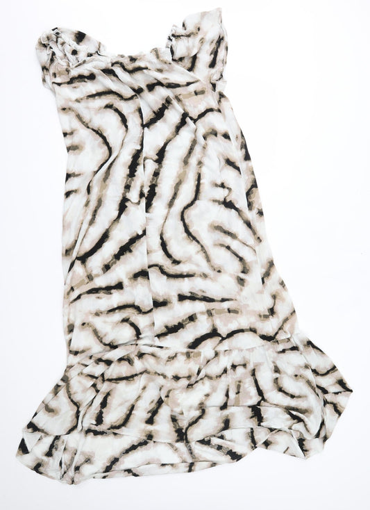 Azure Womens Beige Animal Print A-Line Size M