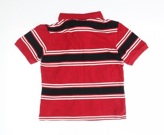 Welsh Rugby Union Boys Red Striped Basic Polo Size 11-12 Years -