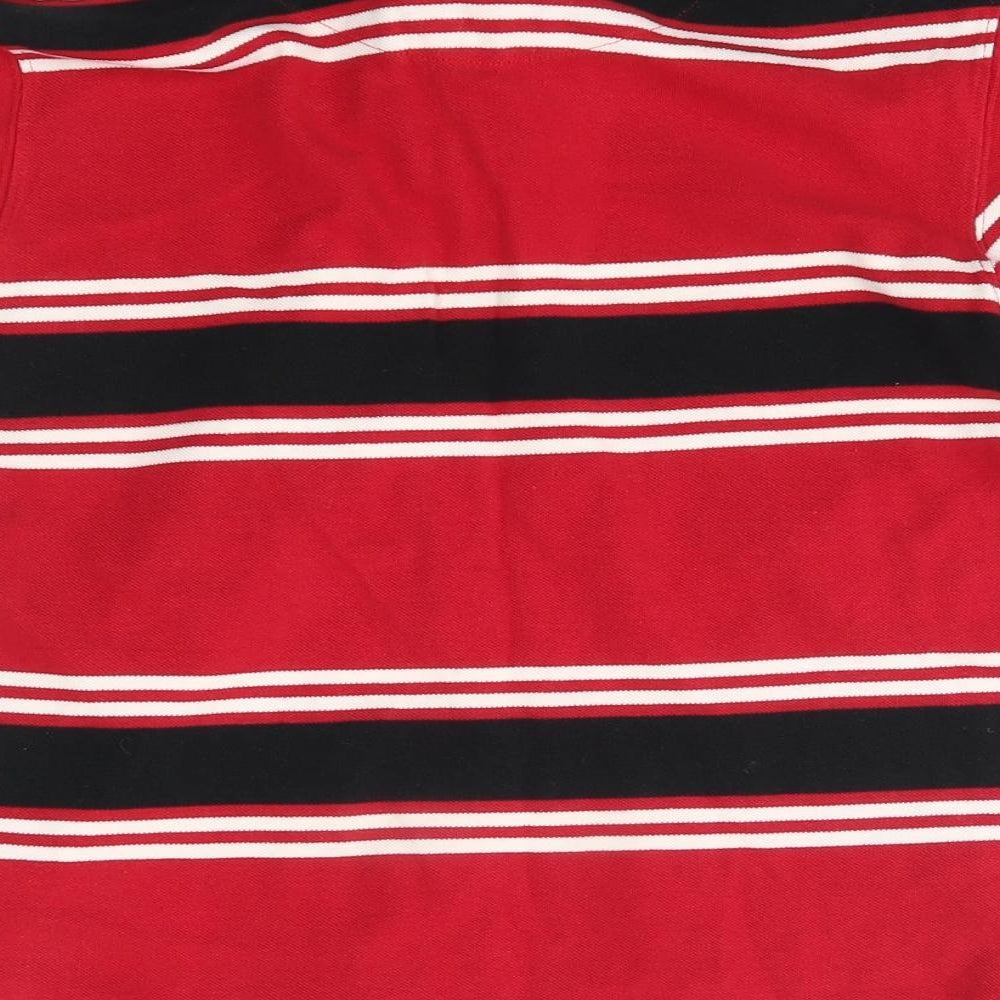 Welsh Rugby Union Boys Red Striped Basic Polo Size 11-12 Years -