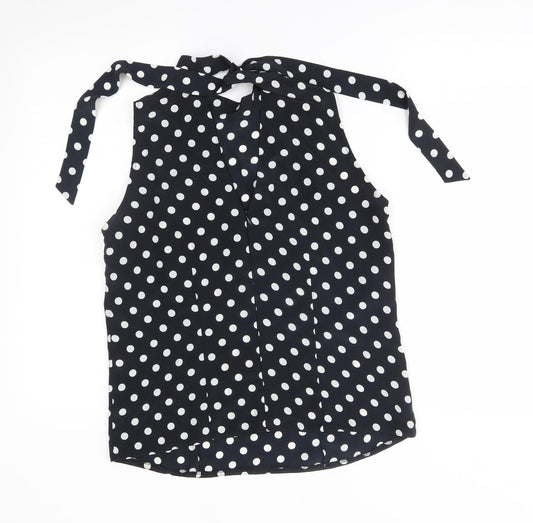 maria bellesy Womens Black Polka Dot Basic Blouse One Size