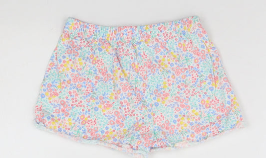 John Lewis Girls White Floral Dungaree Shorts Shorts Size 4 Years