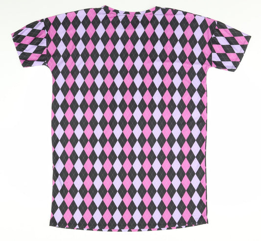 Urban Threads Womens Pink Argyle/Diamond Basic T-Shirt Size 12