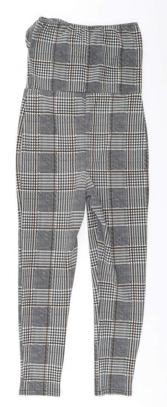PRETTYLITTLETHING Womens Grey Houndstooth Jumpsuit One-Piece Size 8 L24 in