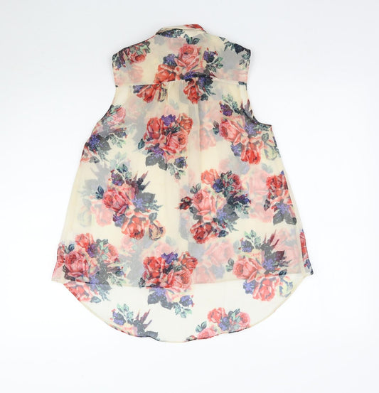 Topshop Womens Multicoloured Floral Basic Button-Up Size 6