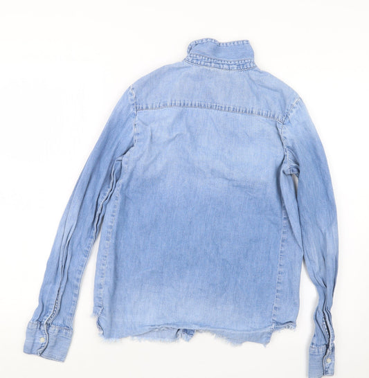 H&M Womens Blue Denim Basic Button-Up Size 6