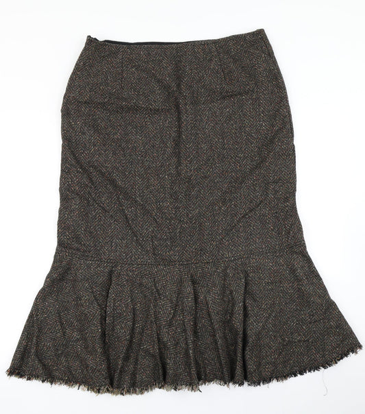 Adini Womens Brown Herringbone Straight & Pencil Skirt Size L