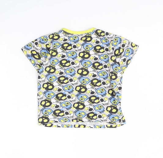 kids Boys Grey Spotted Basic T-Shirt Size 10 Years - skull
