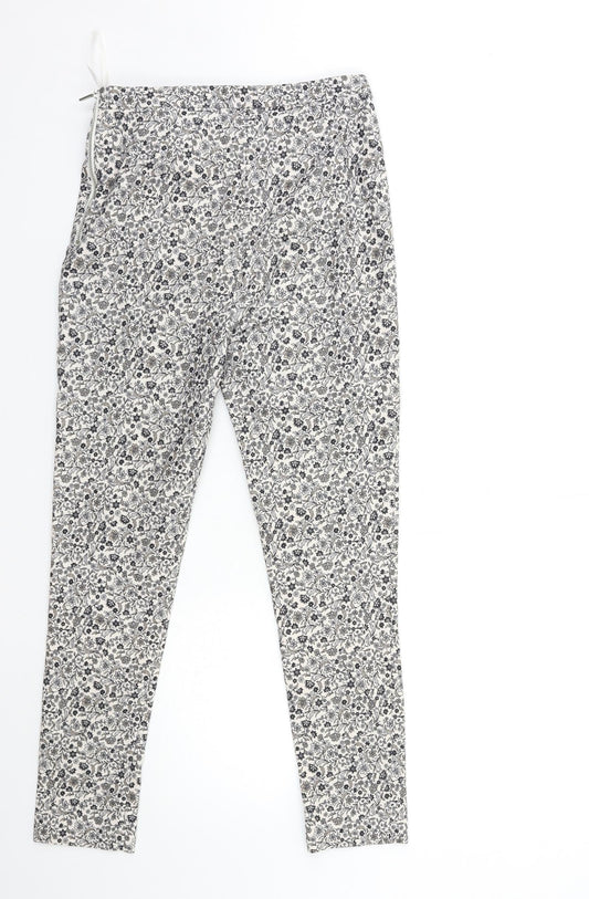 New Look Womens White Floral Denim Trousers Size 10 L26 in