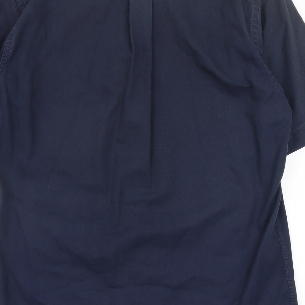 M&S Mens Blue Button-Up Size S