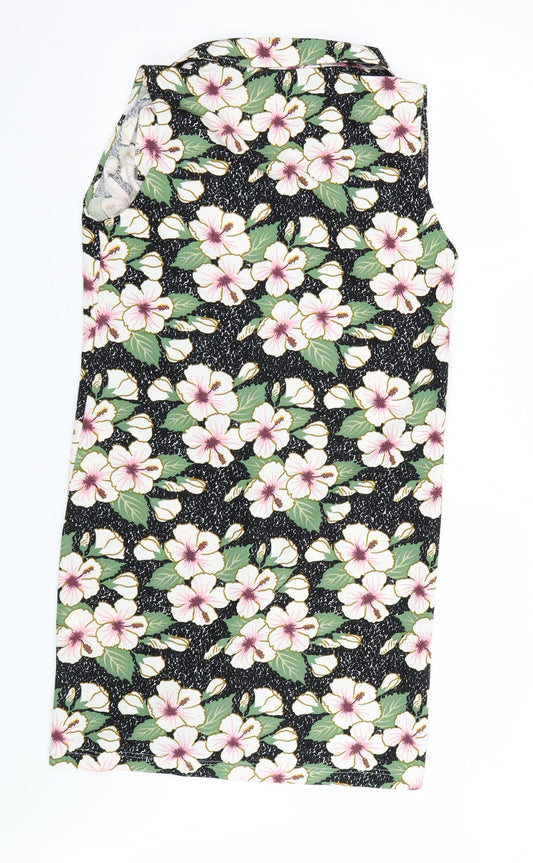 Zara Womens Black Floral Cardigan Jumper Size L