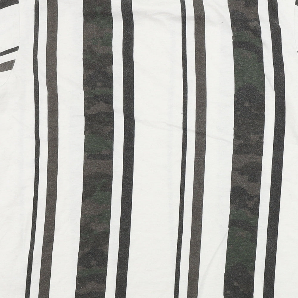 Gerorge Boys White Striped Basic T-Shirt Size 10-11 Years