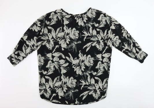 Roman Womens Black Floral Pullover Jumper Size 10