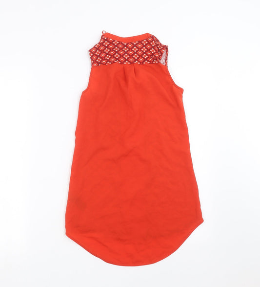 NEXT Womens Red Geometric Basic Blouse Size 6