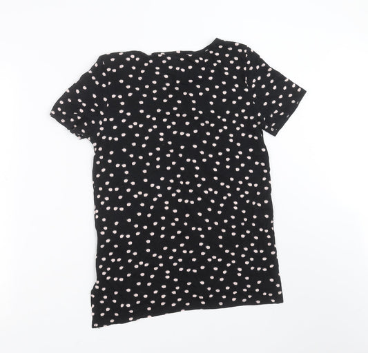 Debenhams Womens Black Polka Dot Basic T-Shirt Size 10