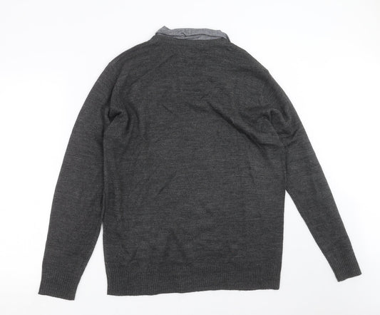 industrialize Mens Grey Knit Pullover Jumper Size L