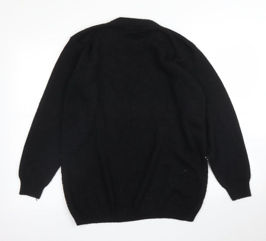 Alfred Dunner Womens Black Argyle/Diamond Pullover Jumper Size M