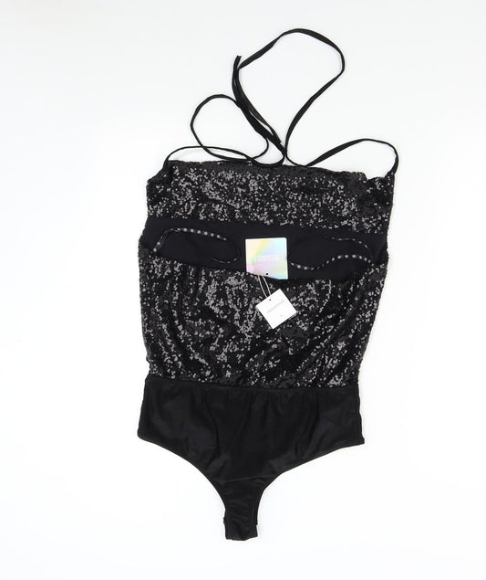Missguided Womens Black Bodysuit One-Piece Size 12