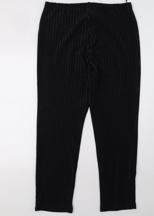 classice women Womens Black Striped Trousers Size 16 L32 in