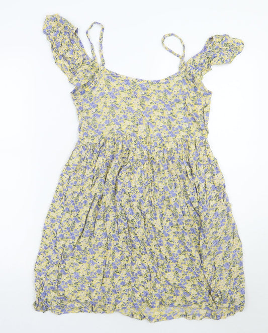 Newlook Womens Yellow Floral A-Line Size 6