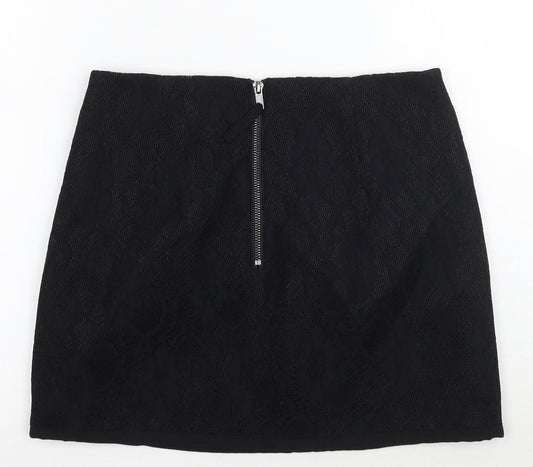 Topshop Womens Black Rayon A-Line Skirt Size 10