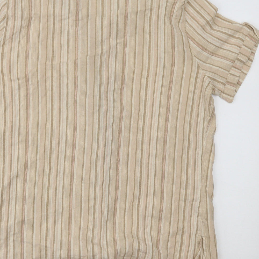 EWM Womens Beige Striped Basic Button-Up Size 16