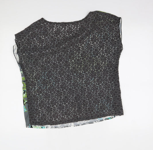 Preworn Womens Grey Floral Basic Blouse One Size