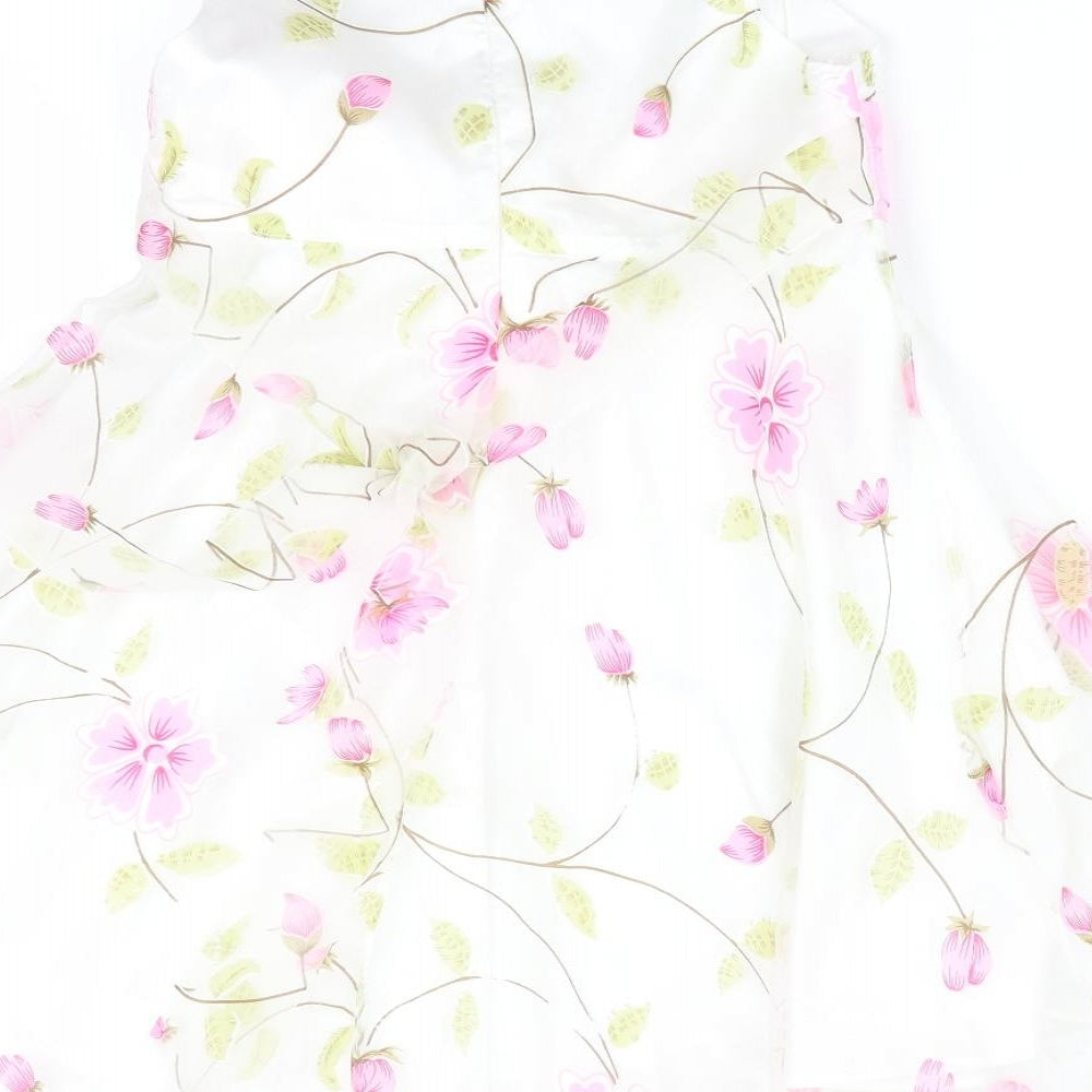 E'des Girls White Floral Fit & Flare
