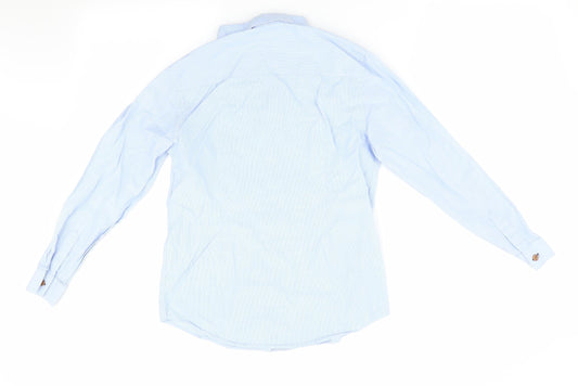 Autograph Boys Blue Striped Basic Button-Up Size 11 Years