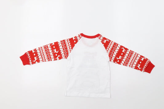 Preworn Girls Red Fair Isle Basic T-Shirt Size 2-3 Years - Rudolph Christmas