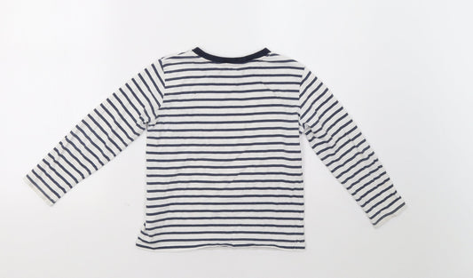 H&M Girls White Striped Basic T-Shirt Size 5-6 Years