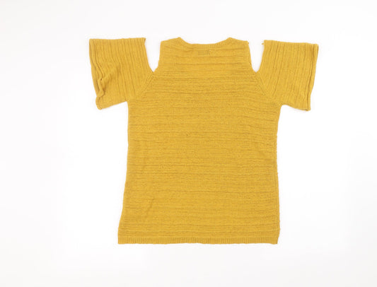 Papaya Womens Yellow Basic T-Shirt Size 12