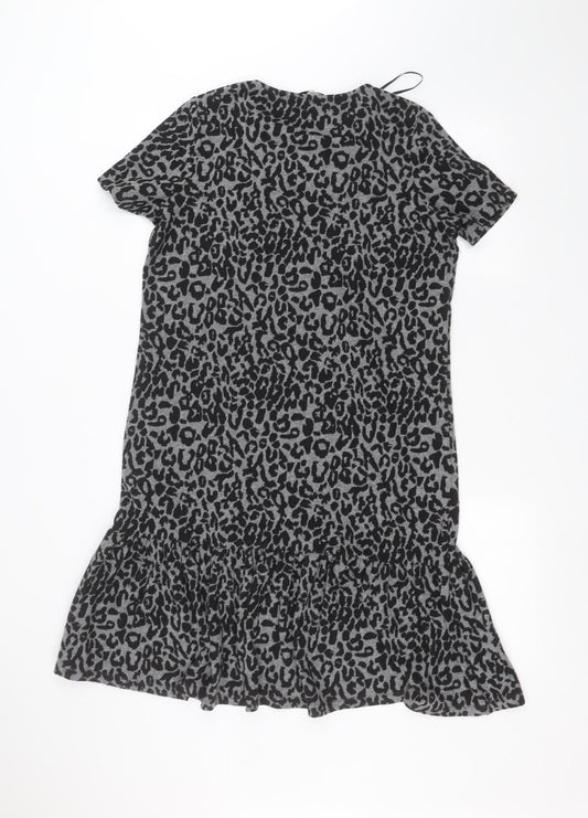 TU Womens Grey Animal Print A-Line Size 10