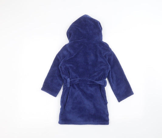 Preworn Boys Blue Solid Robe Size 4-5 Years