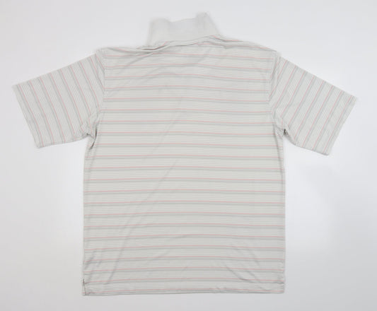 Kirkland Mens White Striped Polo Size L