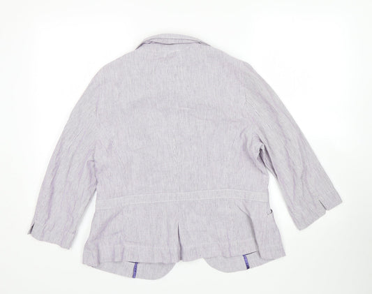 Per Una Womens Purple Striped Jacket Sport Coat Size 16