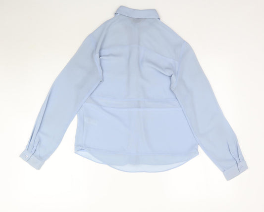 Topshop Womens Blue Basic Button-Up Size 8 - Sheer fabric