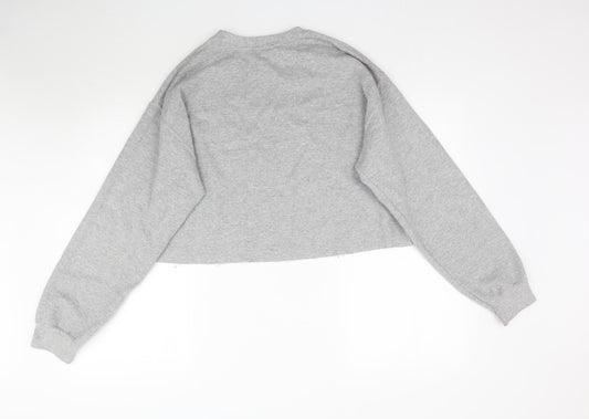 Topshop Womens Grey Pullover Sweatshirt Size M - Cropped Amour