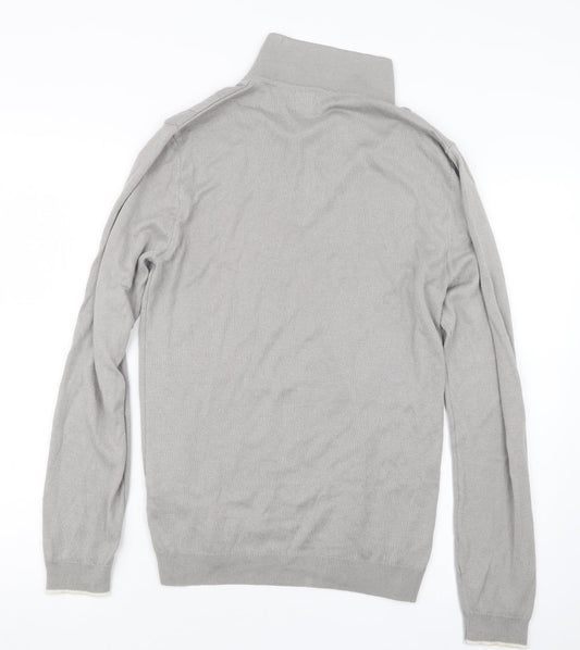 River Island Mens Grey Knit Polo Size M
