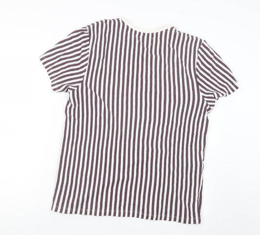 Topman Mens White Striped T-Shirt Size M