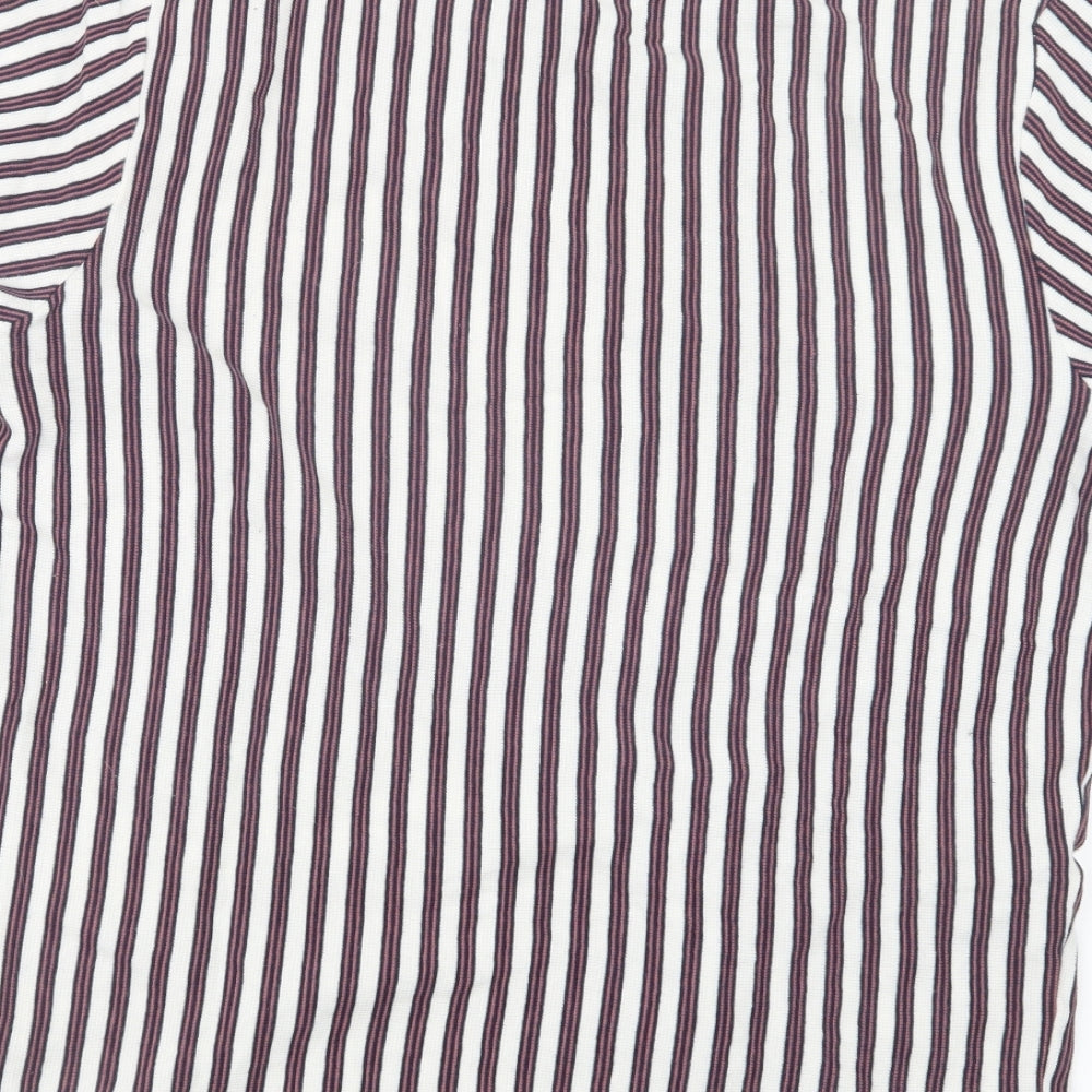 Topman Mens White Striped T-Shirt Size M