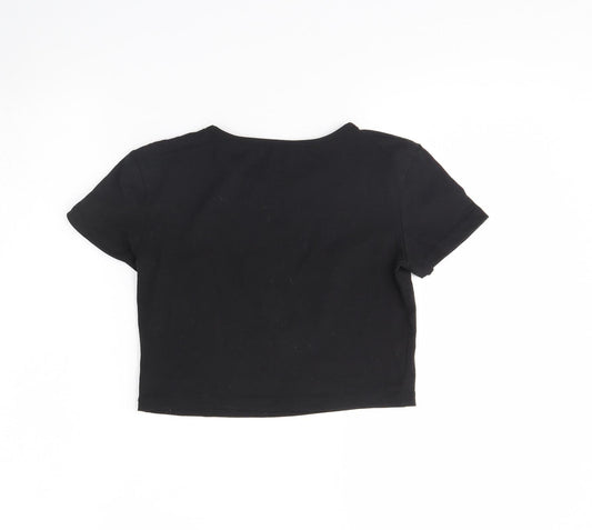 yd Girls Black Cropped T-Shirt Size 11 Years