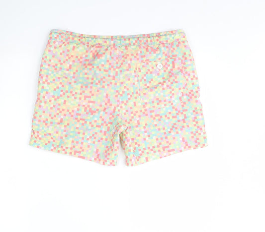 Preworn Mens Yellow Geometric Sweat Shorts Size S - Swimming